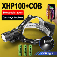 XHP100+COB Led Headlamp Headlight USB Rechargeable Zoom Head Light 18650 XHP 90 Powerful Flashlight Head Lamp Waterproof Lantern 2024 - buy cheap