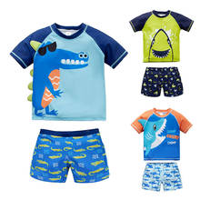 Ircomll-traje de baño para niños, camiseta de manga corta, Top + Pantalones, conjunto de 2 uds., traje de baño para playa con protección UV, ropa de baño 2024 - compra barato