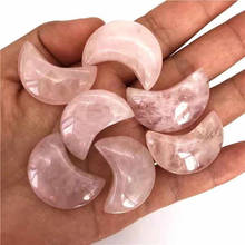 MOKAGY  Natural Gemstone Folk Crafts Pink Rose Quartz Carved Crystal Moon Shaped for Decoration 1pc 2024 - buy cheap