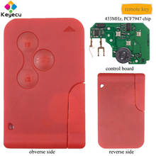 Пульт дистанционного управления для смарт-карты KEYECU, 3 кнопки, 433 МГц, чип PCF7947, брелок для Renault Megane Scenic Clio 2003- 2008, красный цвет 2024 - купить недорого
