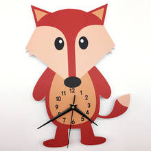 Fox Cartoon Unique Kids Clock Wall Sticker Modern Design Slient Quartz Wood Reloj de Pared Children Room Bedroom Home Decoration 2024 - buy cheap
