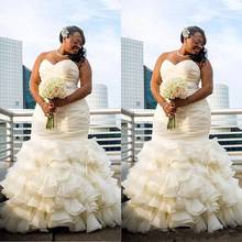 В африканском стиле размера плюс, свадебные платья русалки 2021 платье vestido de noiva; Отделка: очаровательные рюши; Органзы Свадебные платья для черного цвета для девочек и женщин 2024 - купить недорого