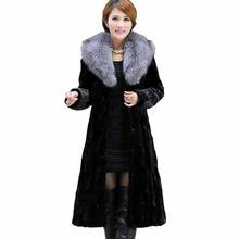 6XL Plus Size Black Fur Long Overcoat Women Elegant High Imitation Fox Fur padded Coat New Fashion Ladies Winter Warm Coats G057 2024 - buy cheap