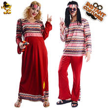 Women Men Hippie Costume Performance Costume Cosplay 60's 70's Hippie Clothes for Adult Halloween Costumes 2024 - buy cheap