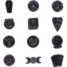 Accesorios de fiesta de Halloween, joyería Punk, Ouija oscura, Luna, dagger, corazón, bola de cristal, hechizos, Brujas, ataúd, esmalte, pin de solapa, insignia 2024 - compra barato