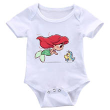 Детский комбинезон DERMSPE с коротким рукавом для новорожденных мальчиков и девочек, комбинезон с принтом русалки и милой рыбки, цельный костюм для малышей 2024 - купить недорого
