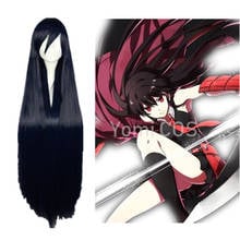 Парики для косплея аниме Akame Ga Kill, термостойкие длинные черные синтетические волосы, 100 см 2024 - купить недорого