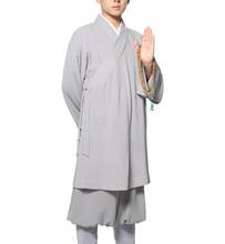 UNISEX Top quality linen&cotton Buddhist shaolin kung fu Monks suits Lay meditation uniforms Lohan arhat clothing gray/blue/red 2024 - buy cheap