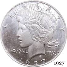 Moeda de liberdade dos eua, estados unidos da américa, 1927, em deus, confiamos 1, um dólar da paz, cupronicel, moedas banhadas a prata, cópia 2024 - compre barato