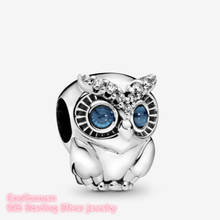 Autumn 100% 925 Sterling Silver Sparkling Owl Charm Animals beads Fits Original Pandora bracelets Jewelry Making 2024 - buy cheap