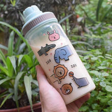 500ml Cute Glass Water Bottle Girl Portable Cartoon Animal Straw Drinking Bottles Flower Student Milk Juice Tumbler Coffe Cup 2024 - buy cheap