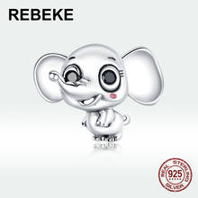 Bonito animal elefante pingente contas ajuste pulseira charme 925 prata esterlina jóias marca mulher presente fazer acessórios de prata diy 2024 - compre barato