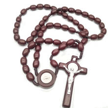 Rosário de acrílico de jesus, pingente em cruz de 8mm, corda de tecido, religioso ortodôntico, presente de joia 2024 - compre barato