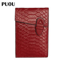 PUOU 2020 Genuine Leather Card Holder Women Wallet Crocodile Pattern Card Package Mini Purse Slim Multi-card-bit Pack Bag Men 2024 - buy cheap