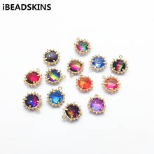 New arrival! 17x14mm 50pcs Double color crystal glass Round charm for Earrings parts,hand Made Earrings Findings Jewelry DIY 2024 - buy cheap