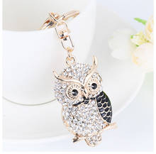 Cute tree-Owl Rhinestone-Crystal Keychain Charm Enamel-Animal-bird Purse Handbag Car Key Keyring Party Wedding Birthday Gift 2024 - buy cheap
