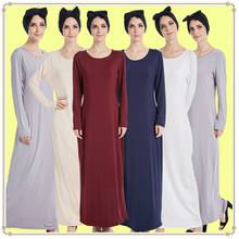 Элегантное мусульманское внутреннее однотонное абайское арабское турецкое Сингапурское длинное платье цзилбаб Дубай мусульманские женские платья мусульманское платье wj1240 2024 - купить недорого