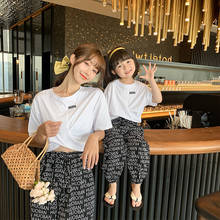 Mother Daughter Summer Cotton T Shirt+Pants 2Pcs Clothing Set Mom And Daughter Home Wear Kid Girls Mother Family Matching Outfit 2024 - buy cheap