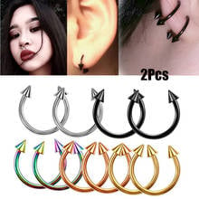 Argola colorida com ponta circular, argola para ferradura, orelha, cartilagem, tragus, piercing de argola, joias unissex, 2 peças 2024 - compre barato