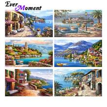 Ever Moment-pintura con diamantes, paisaje, río, montaña, bordado con diamantes cuadrados completos de resina, Kit de Arte de punto de cruz artesanal ASF2079 2024 - compra barato