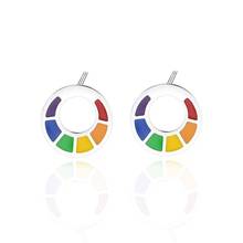 Arcoíris-pendientes coloridos de acero inoxidable para hombre, joyería triangular redonda geométrica, orgullo Gay 2024 - compra barato