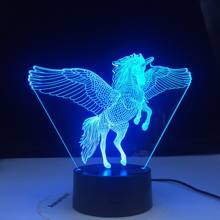 Unicorn Flyying Model Touching 3D LED Lamps Kids Bedroom Decor Rainbow Horse Lights With Remote Control illusion Night Lights 2024 - buy cheap