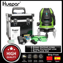 Huepar-Nivel láser multilínea, herramienta autonivelante de punto, haz verde, cuatro líneas verticales y una horizontales 2024 - compra barato