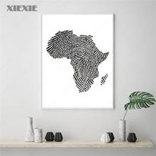 Africa Map Fingerprint Art Print Poster Travel Print Collage Canvas Painting Grey Black White Picture for Living Room Home Decor 2024 - buy cheap