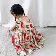 2020 New Summer Girls' Dress Cute Korean Floral flower Suspender Princess Party Dress Children's Baby Kids Girls Clothing 2024 - buy cheap