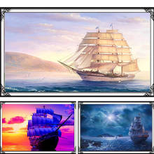Crafts Diamond embroidery sailboat Diy diamond painting square drill mosaic pasted full canvas cross stitch Needlework 2024 - buy cheap
