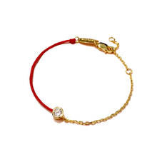 925 Sterling Silver One Stone with Lucky Redline Rope Bracelet Gold Color Jewelry Cute Cubic Zirconia for Women and Men Gift 2024 - buy cheap