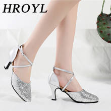HROYL Dance Shoes Latin Tango Ballroom Jazz Modern Dancing shoes for Women Girls Ladies Rubber Sole Gold/Silver Dropshipping 2024 - buy cheap