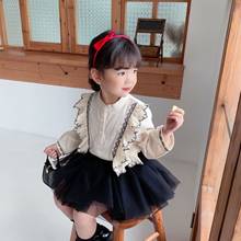 2021 primavera nova chegada meninas manga longa princesa blusas crianças blusas de algodão coreano design 2024 - compre barato