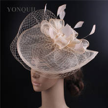 Green Hair Fascinators For Weddings Hat Elegant Women Fancy Mesh Occasion Cocktail Headwear Accessories Wedding Headpiece SYF304 2024 - buy cheap