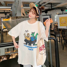 Casual solto ins dinossauro camiseta feminino coreano harajuku camisetas femininas topos japonês kawaii senhoras ulzzang roupas para mulher 2024 - compre barato