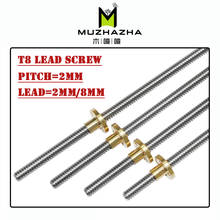2pcs Lead Screw OD 8mm Pitch 2mm Lead 8mm  250mm 300mm 330mm 350mm 400mm 500mm With Brass Nut For Reprap 3D Printer 2024 - buy cheap