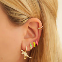 2022 Summer New Minimalist 925 Sterling Silver Neon Colorful Jewelry Candy Enamel Lightning Bolt Small Cz Stud Earring For Women 2024 - buy cheap