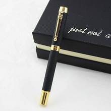 Caneta tinteiro iraurita preta fosca, de alta qualidade, estojo de metal dourado, canetas para escrita, papelaria, escola e escritório 2024 - compre barato