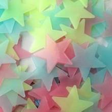 100 шт. 3/3. 8/4. 6 см светящаяся звезда светящаяся наклейка для стены флуоресцентная 3D детская спальня потолок дома темное место звезда Наклейка на стену s 2024 - купить недорого