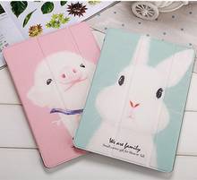 Lovely Pig rabbit Case For iPad Air 2 Air 1 Case 2018 9.7 2017 Funda Pu Leather Smart Cover for iPad 2 3 4 mini 1 2 3 4 5 Case 2024 - buy cheap