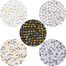 200pcs 6-7mm Mixed Gold Silver Color Acrylic Letter Beads Square Loose Spacer Beads For Jewelry Making Diy Bracelet Accessories 2024 - buy cheap