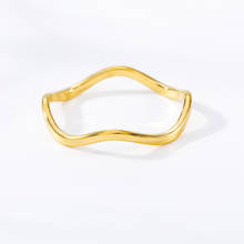 Anel de aço inoxidável, anel simples de onda, de moda, fino, geométrico, anti-alergia, joias de dedo, para mulheres, elegante, festa 2024 - compre barato