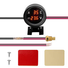 Round Led Digital Car Truck Water Temp Gauge Temperature Sensor Temperatura Moto + Voltmeter Volt Voltage Meter 2 in 1 12.0V 24V 2024 - купить недорого