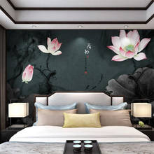 beibehang Custom wallpaper 3d new chinese ink zen meaning lotus fish school background wall decoration painting papel de parede 2024 - buy cheap