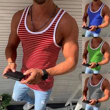 Men Vests Summer Sleeveless Shirts Gym Clothing Men Stripped Sports Casual Fitness Tanks Slim Fits Mens Bodybuilding Tank Tops 2024 - buy cheap