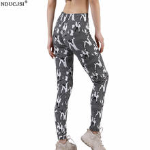 Nducjsi-calças legging feminina, cintura alta, estampa fitness, stretch, estampado, super elástico, academia 2024 - compre barato