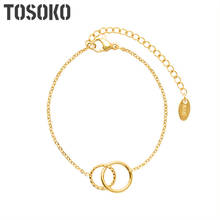 TOSOKO Stainless Steel Jewelry Ins Double Circle Bracelet Women Fashion Chain BSE139 2024 - buy cheap