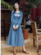 SWEETXUE 2021 Women Vintage Elegant Long Sleeve Fall Japanese Navy Collar Temperament Dress Fairy Chic Party Dress Female Korean 2024 - buy cheap