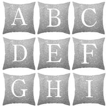 Capa de almofada decorativa de poliéster, capa para sofá, decoração da casa, alfabeto em inglês prateado 2024 - compre barato