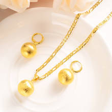 Pendant Earrings sets women Round Ball Figaro Chain Link Necklace Jewelry Solid 14 k Fine Gold G/F Bead Circle sphere 2024 - buy cheap